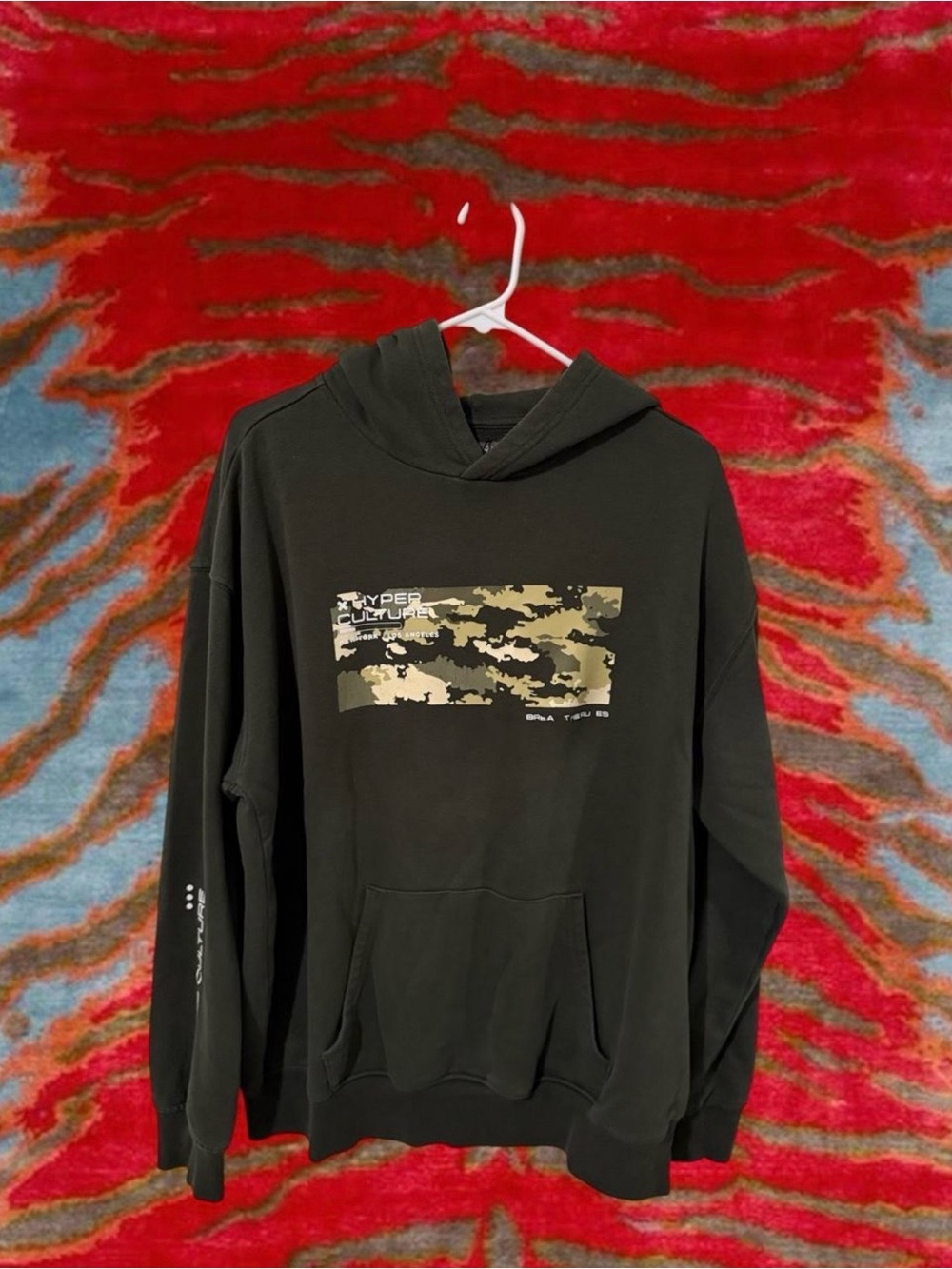 Primark Black Crewneck Sweater with Camo Chest Print